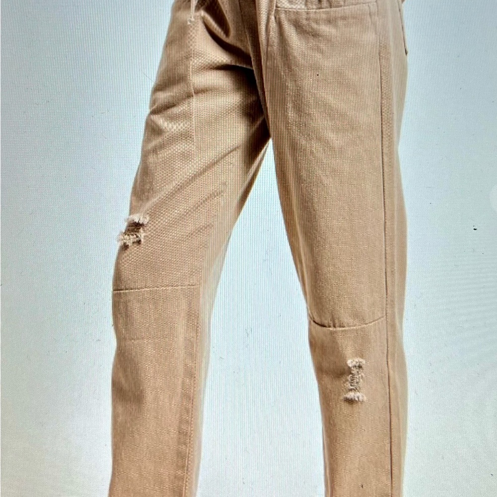 Easel Tan Cropped Distressed Pants